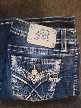 Miss Me Dark Blue Women's Jeans with Embroidered Pocket Detail